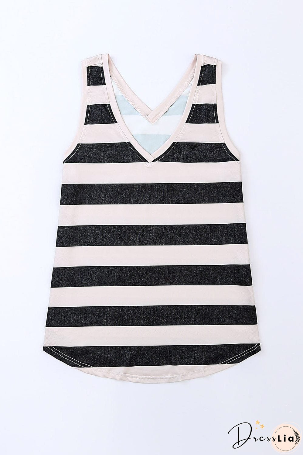 Cozy Striped Sleeveless V Neck Tank Top