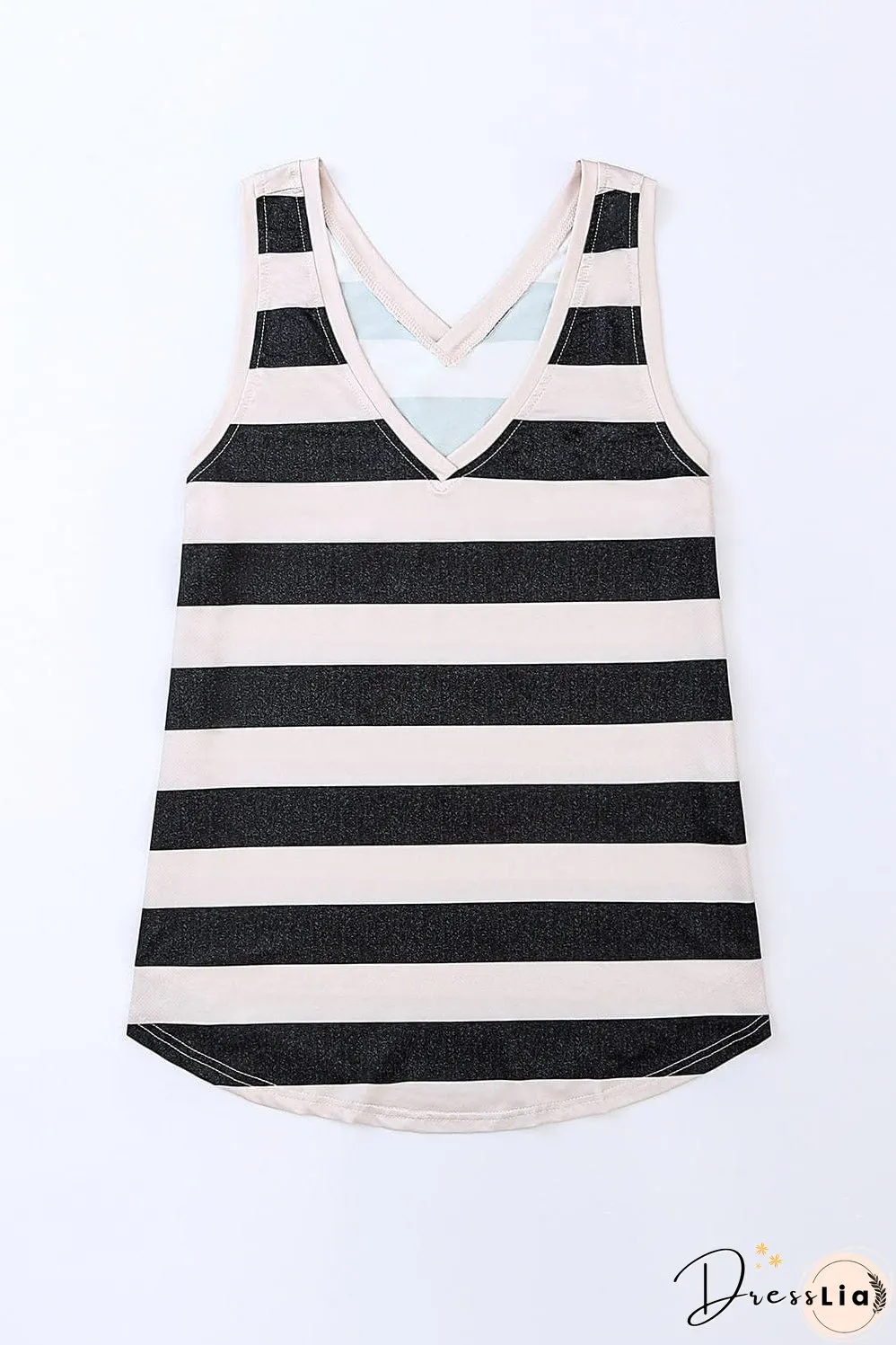 Cozy Striped Sleeveless V Neck Tank Top
