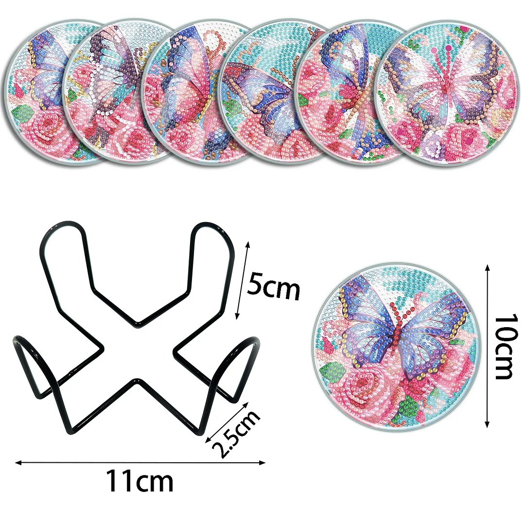 [Upgrade - Waterproof Coaster]6pcs DIY Butterfly Set Holiday Christmas for Adults and Beginners(With Covers)