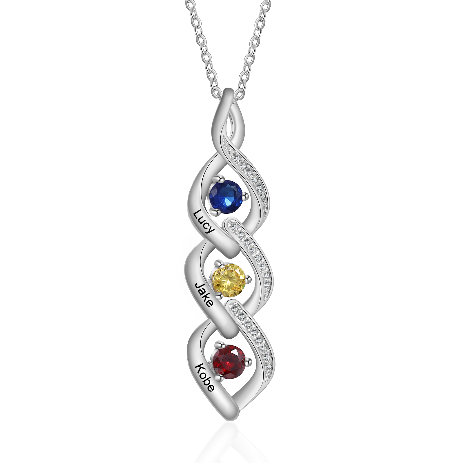 Collana con Nome Verticale Goccia a Cuore con Diamante 0.05 ct in Argento Placcato Oro Rosa
