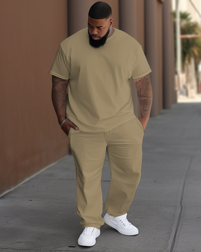 Solid Color-Multicolor Optional T-Shirt Trousers Suit Men's Large