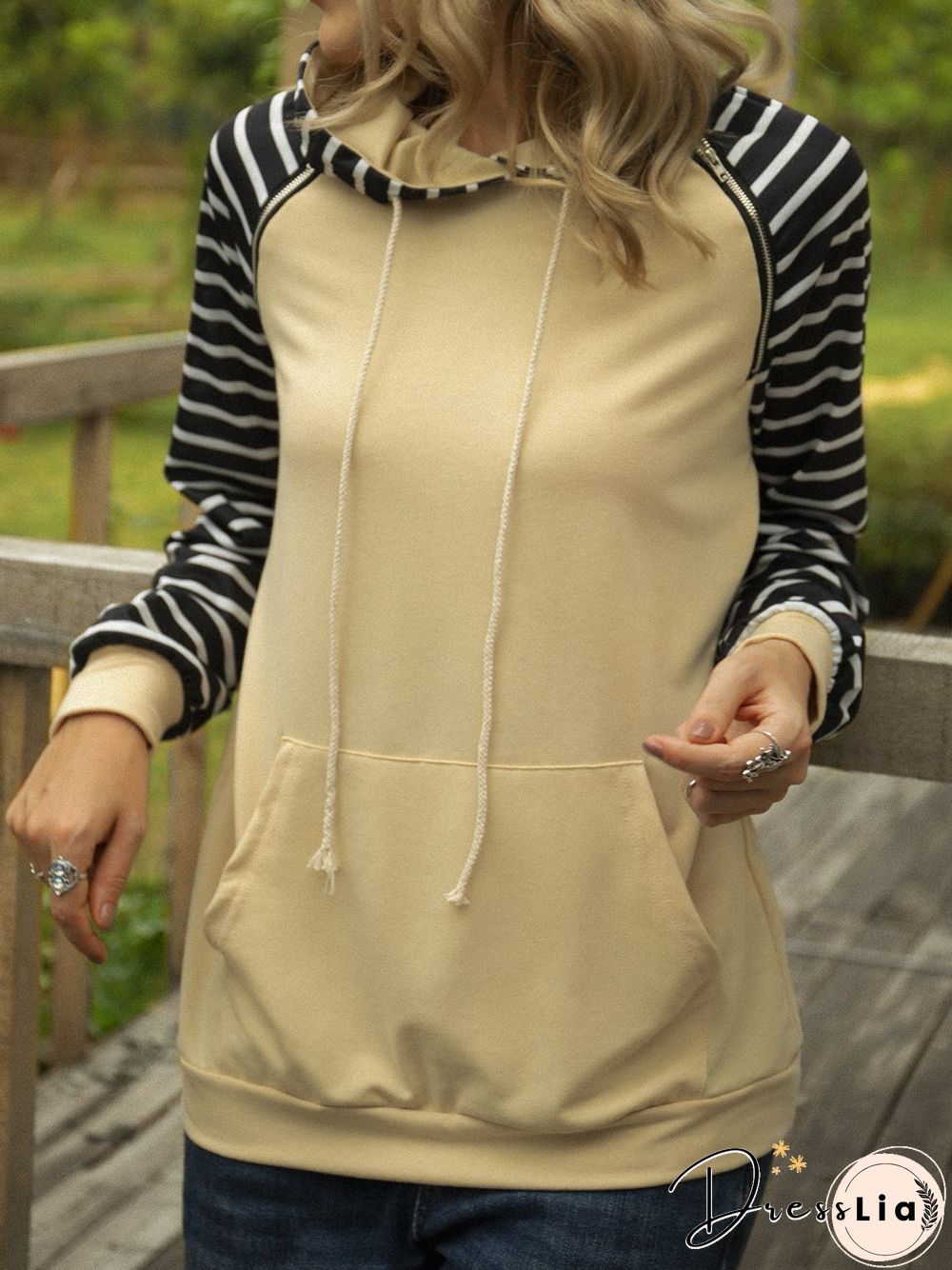 Yellow Hoodie Cotton-Blend Long Sleeve Printed Sweatshirts