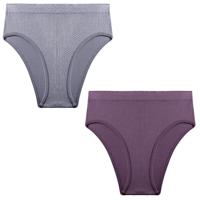 2PCS/Set Seamless Women's Panties Plus Size Underwear Women Briefs Lingeries Cotton Mid-Rise Underpants Panty Intimates