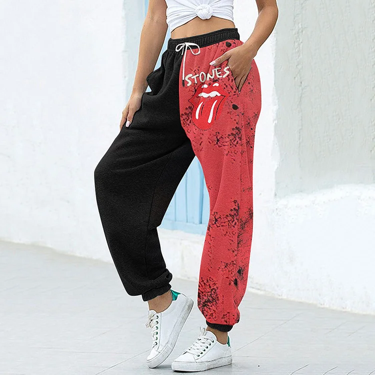 Stones 2024 Hackney Diamond Tour Fun Lip Contrast Printed Casual Pants
