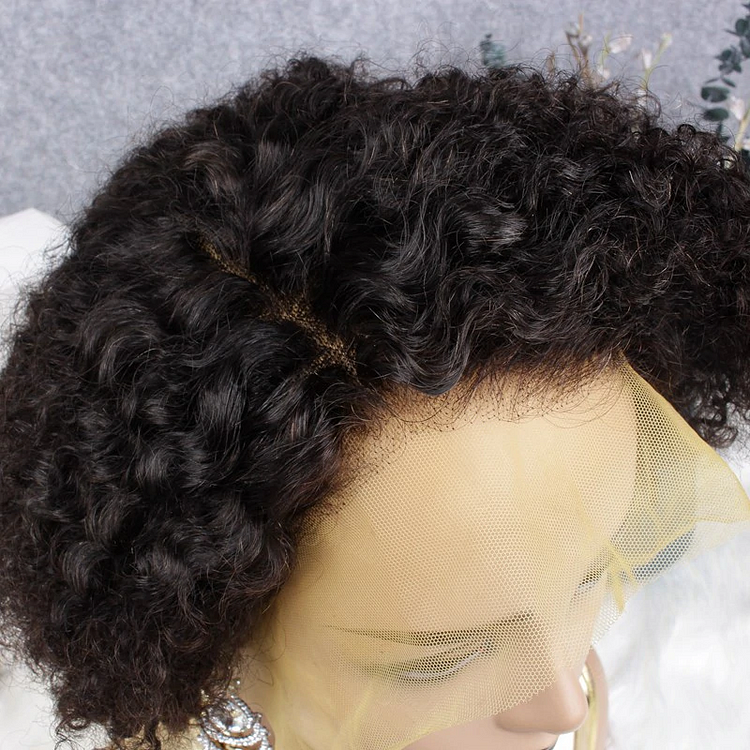 Kinky Curly Pixie Cut Human Hair Lace Wig