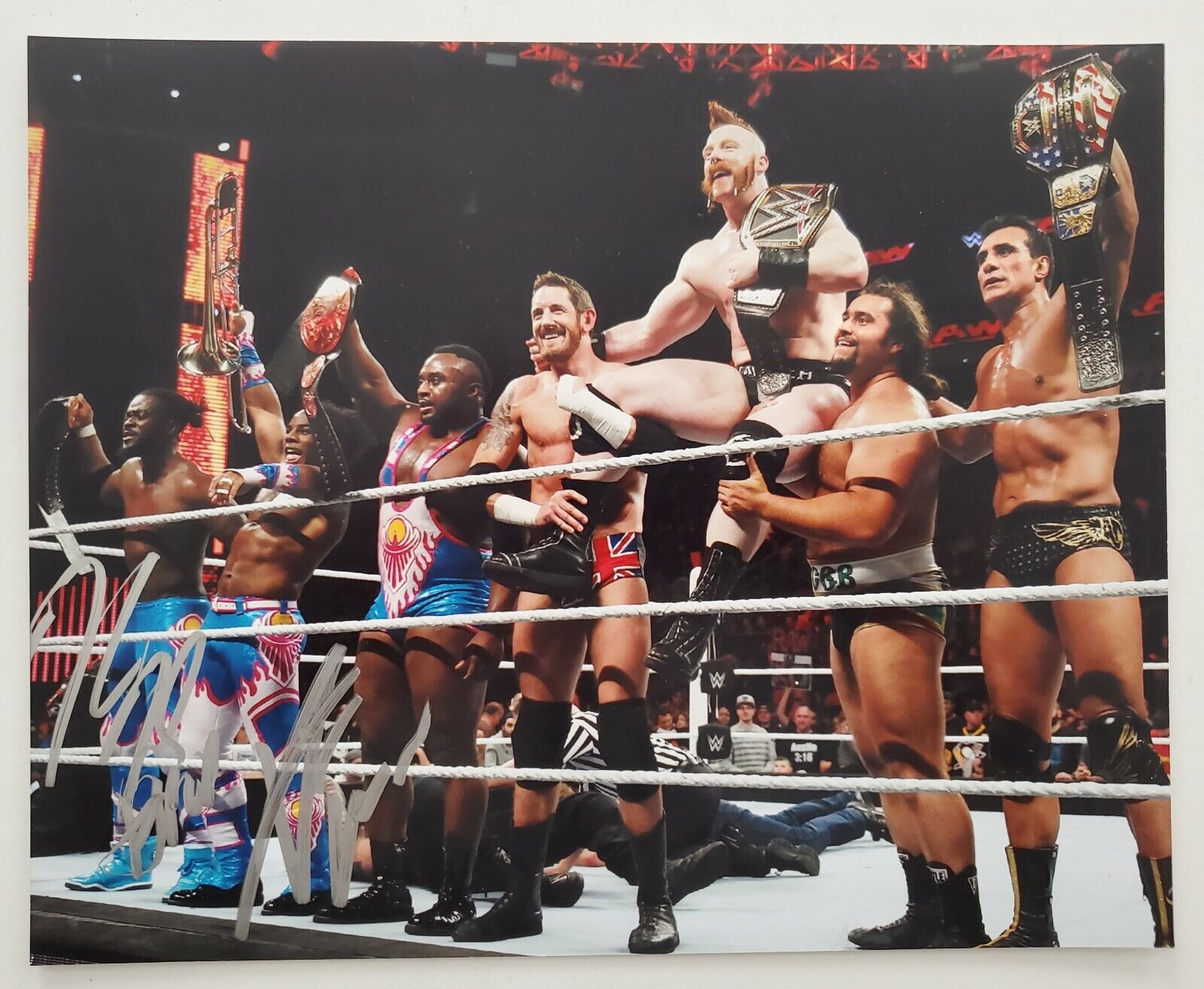 New Day Signed WWE 8x10 Photo Poster painting Kofi Kingston Xavier Woods Smackdown LEGENDS RAD