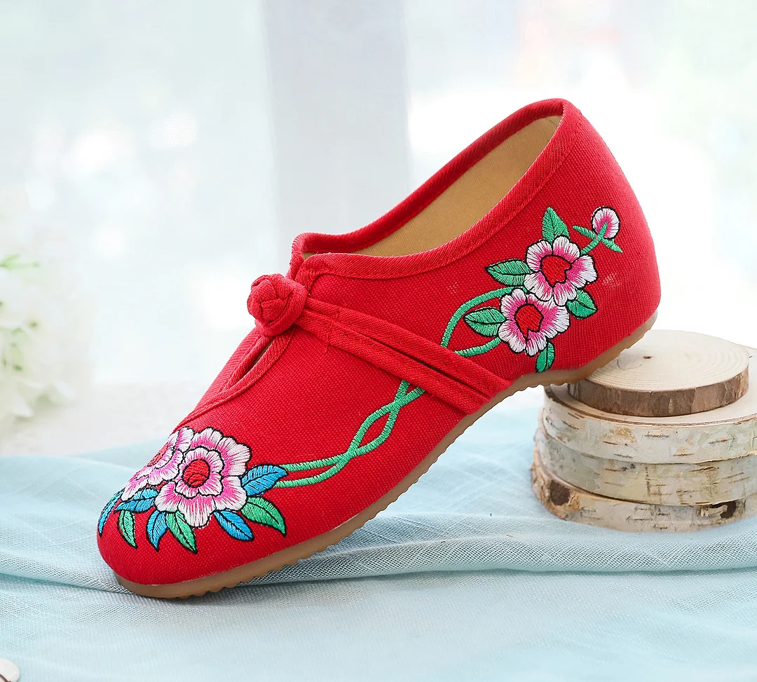 Zingj Zingj Chinese Style Retro Plate Buckle Embroidery Female Beef Tendon Bottom Dance Single Shoe Cloth Shoes