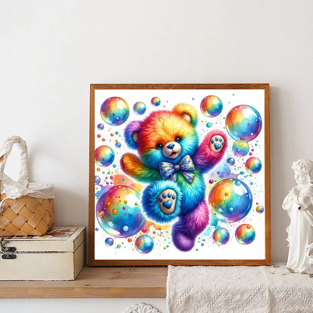 Diamond Painting - Full Round Drill - Rainbow Bear(Canvas|30*30cm)