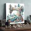 (Framed)Diamond Painting -DIY Round Drill Sewing Machine with Frame(25x25cm)