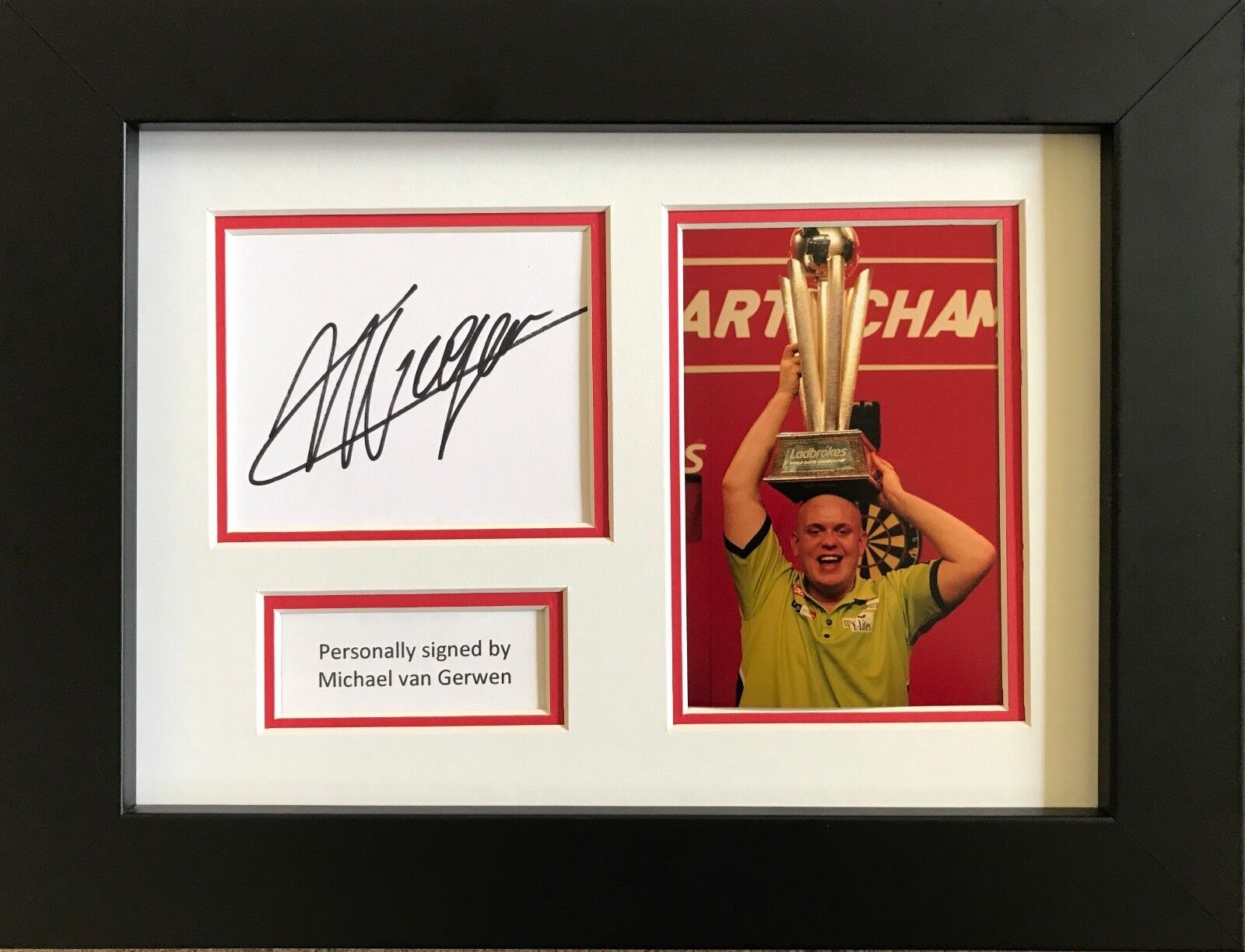 MICHAEL VAN GERWEN HAND SIGNED FRAMED Photo Poster painting DISPLAY DARTS AUTOGRAPH.