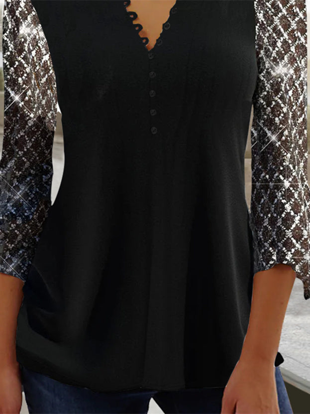 Women Half Sleeve V-neck Solid Color Dress