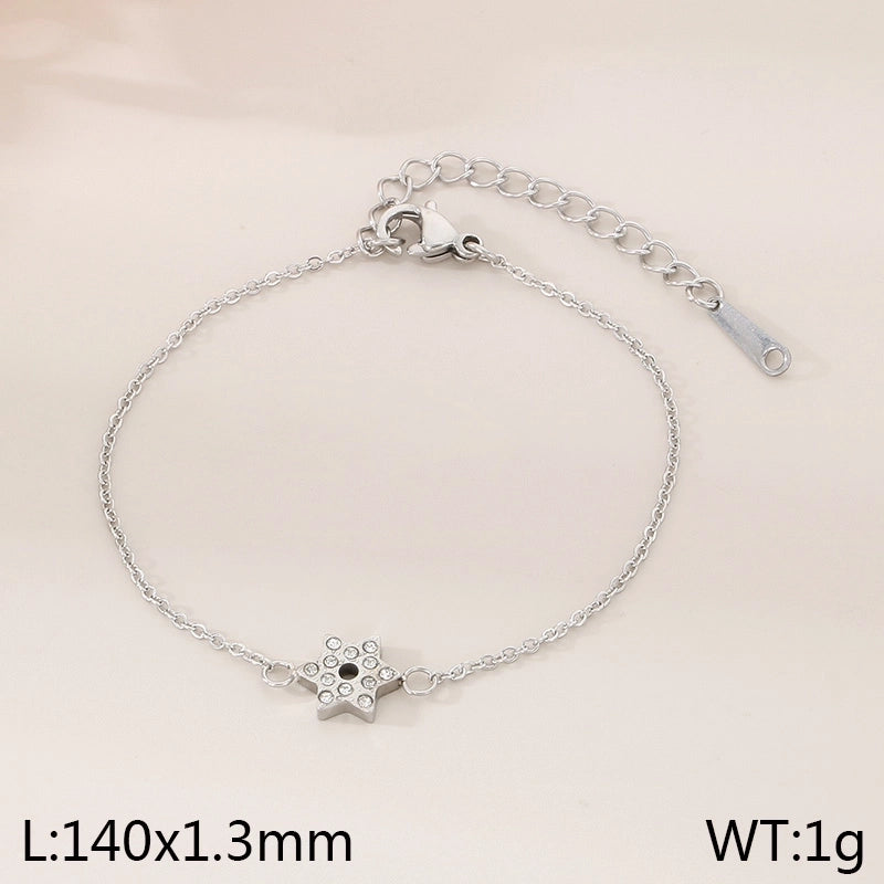 Casual Minimalist Streetwear Palm Star 304 Stainless Steel 18K Gold Plated Zircon Bracelets In Bulk