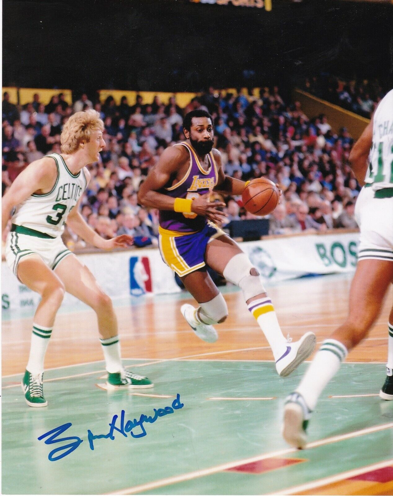 SPENCER HAYWOOD LOS ANGELES LAKERS ACTION SIGNED 8x10