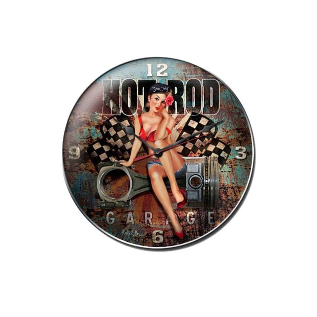 30*30cm - Hot Rod Old Car Garage - Round Tin Signs/Wooden Signs