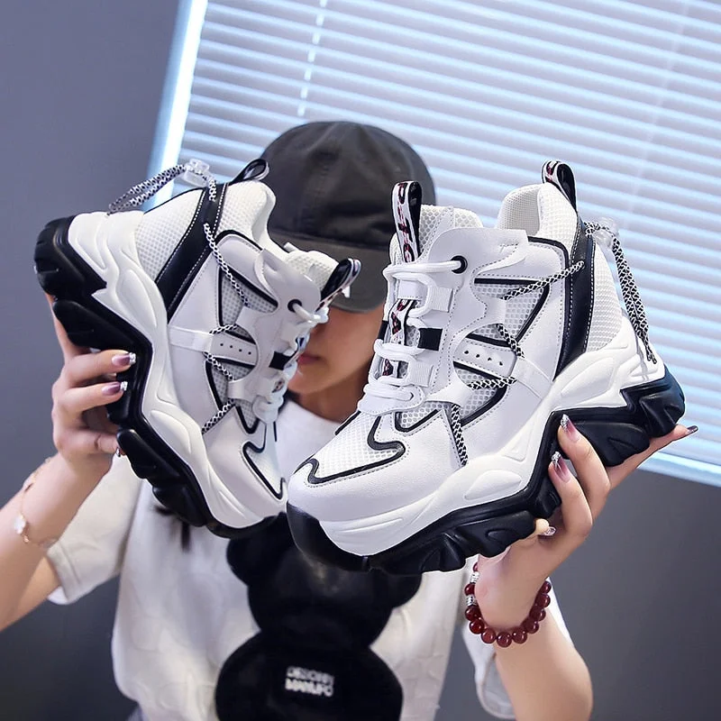 Hidden Heels Women's Chunky Sneakers Thick Bottom Platform Vulcanize Shoes Woman Street Style Sport Shoes For Female 2022