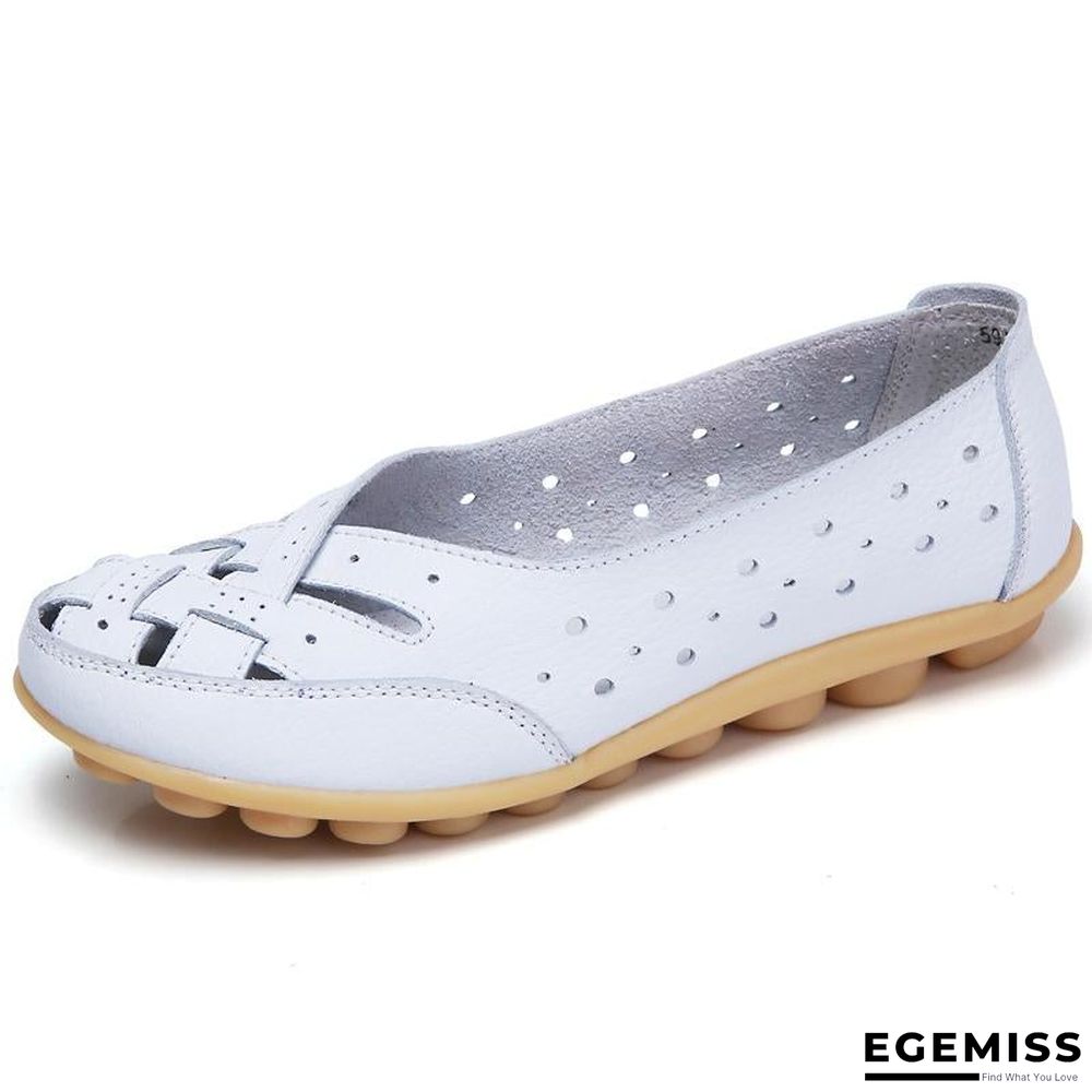 Comfort Genuine Leather Flat Shoes Woman Loafers Ballet Shoes | EGEMISS