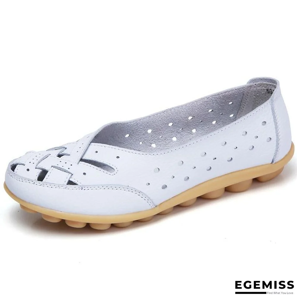 Comfort Genuine Leather Flat Shoes Woman Loafers Ballet Shoes | EGEMISS