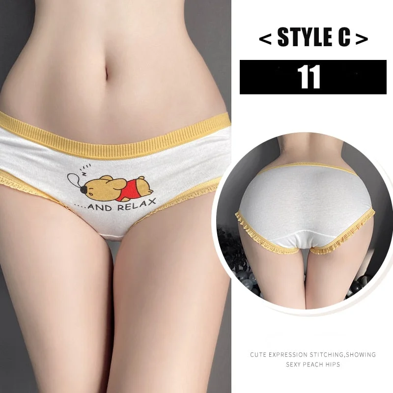 Women's Cotton Underwear Kawaii  Anime Coverage Panties Sexy Lace Breathable Soft Lingerie Lovely Cute Seamless Stretch Briefs