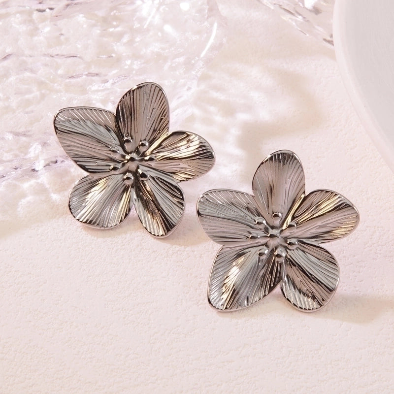 1 Pair Exaggerated Pastoral Streetwear Flower 304 Stainless Steel Imitation Gold  Ear Studs