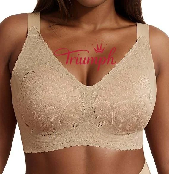 Triumph - 3 sztuki (75A-110F) 💝 Biustonosz push-up z haftem koronkowym