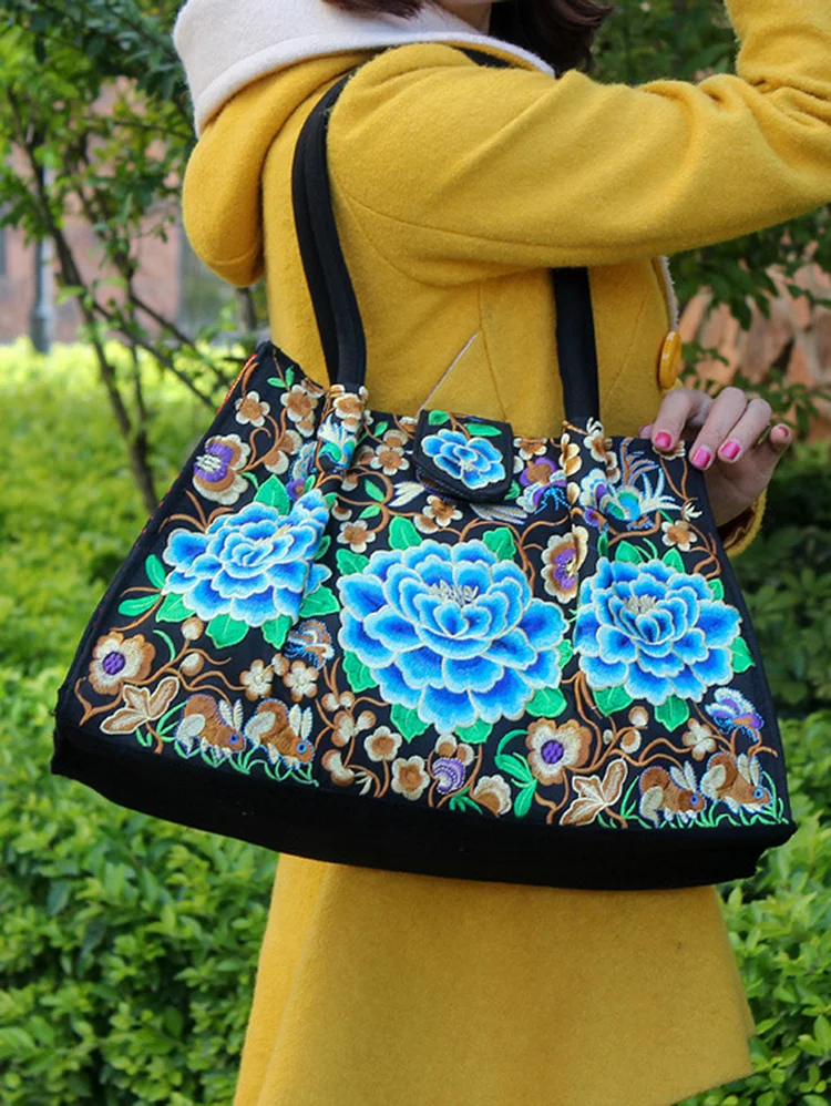 Vintage Elegant Peony Tree Pattern Handbag Clutches Bag