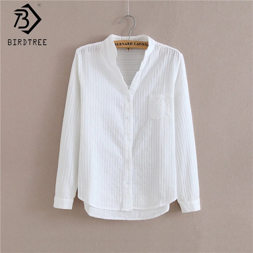Korean Women Blusas Preppy New 2017 Autumn White Shirts Tops Kawaii Embroidery  Tops Button Pocket  Female Shirts T78618A