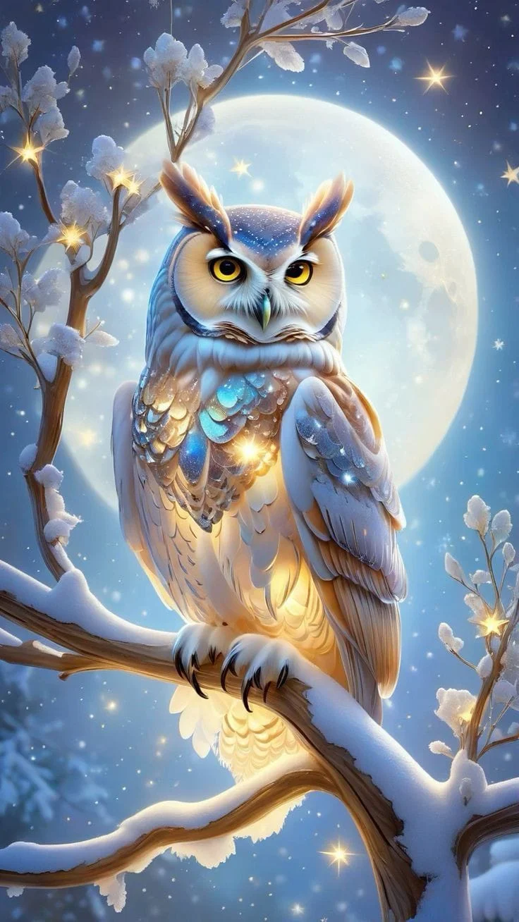 Beautiful White Owl (velvet cloth) AB drill full round/square diamond  painting, image size:736x1308