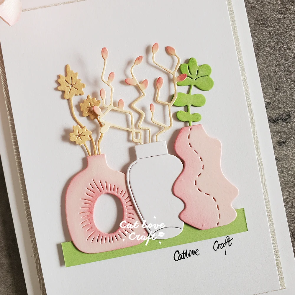 Athvotar Vase Flower Metal Cutting Dies Scrapbooking Mold Knife Stencil Die Cuts Card Making DIY Craft Embossing New Dies For