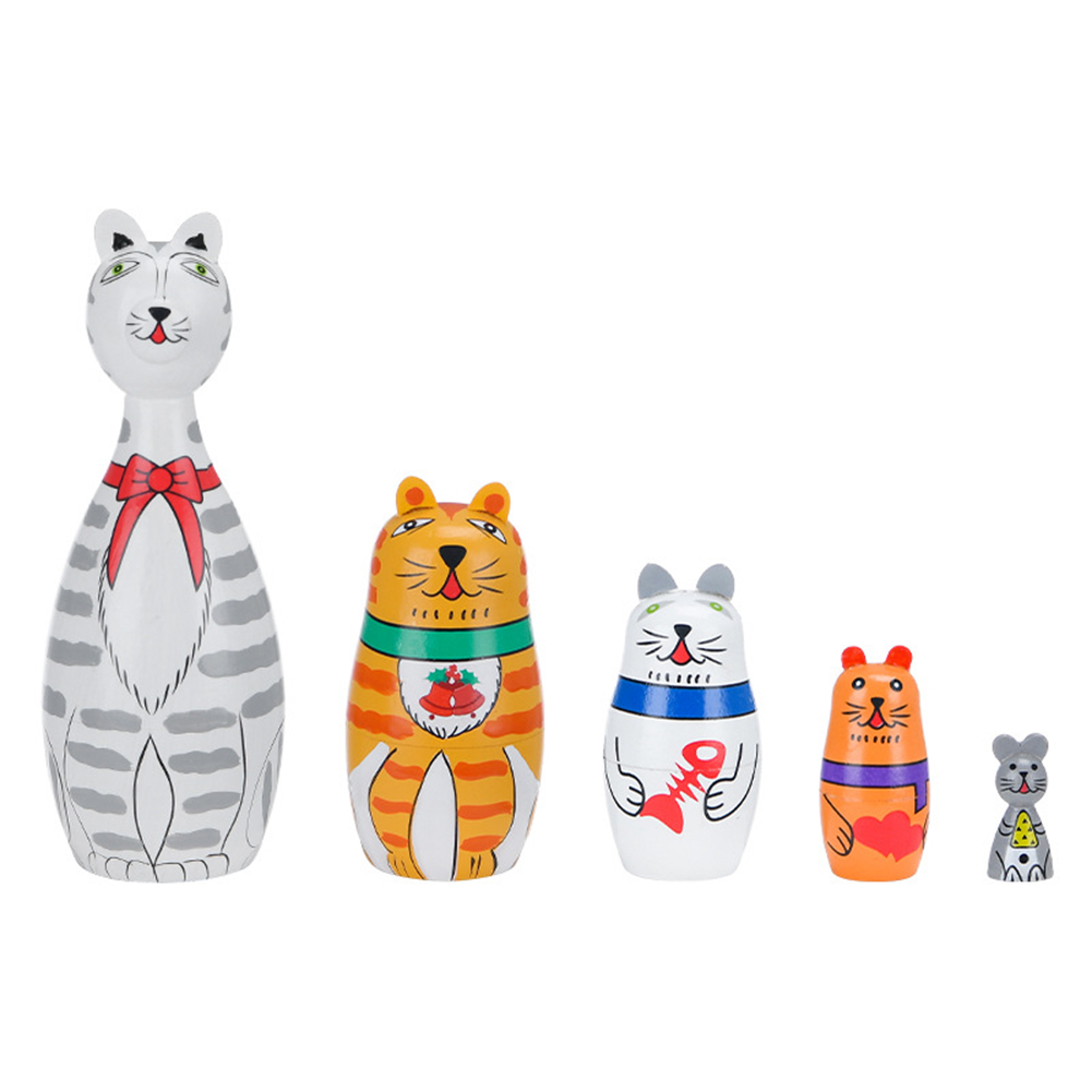

5pcs Cartoon Cat Matryoshka Nesting Dolls, 501 Original