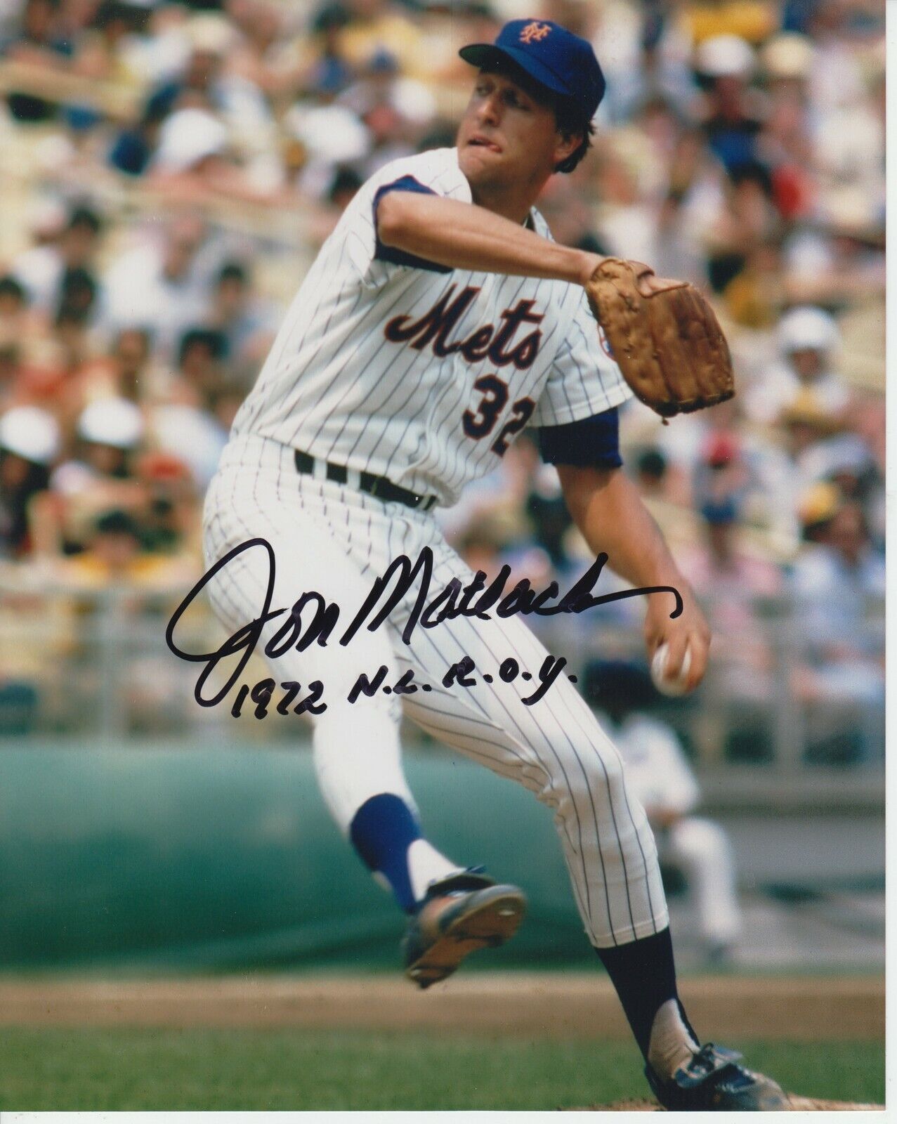 Jon Matlack 72 ROY #2 8x10 Signed Photo Poster painting w/ COA New York Mets