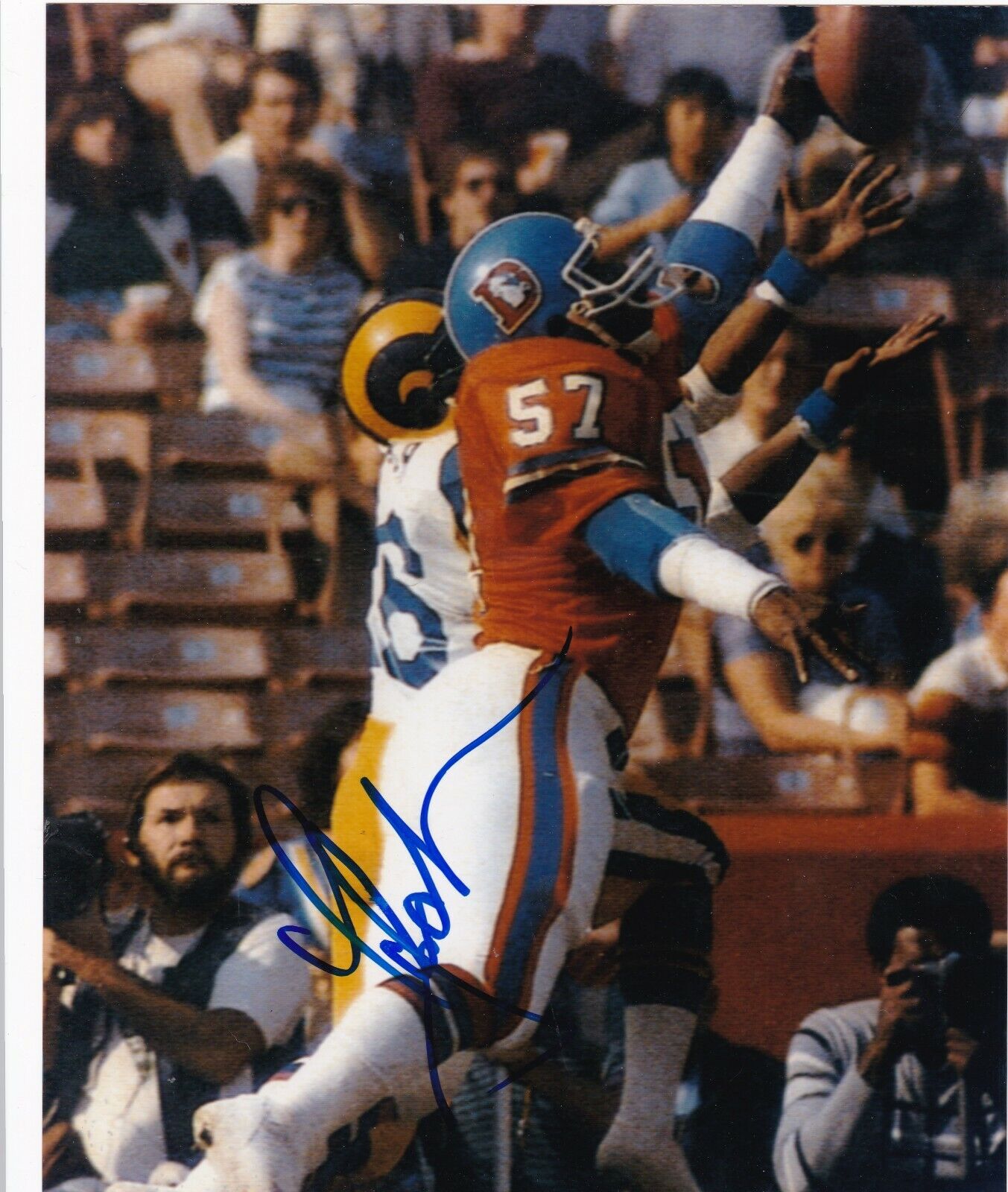 TOM JACKSON DENVER BRONCOS ACTION SIGNED 8x10