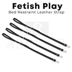 pornhint Pornhint Cowhide Leather Bed Restraints 4pc Connector Belt/Leash Straps for Sex- BDSM Gears Harness Tools  Bondage Restraint for Couples Role Play