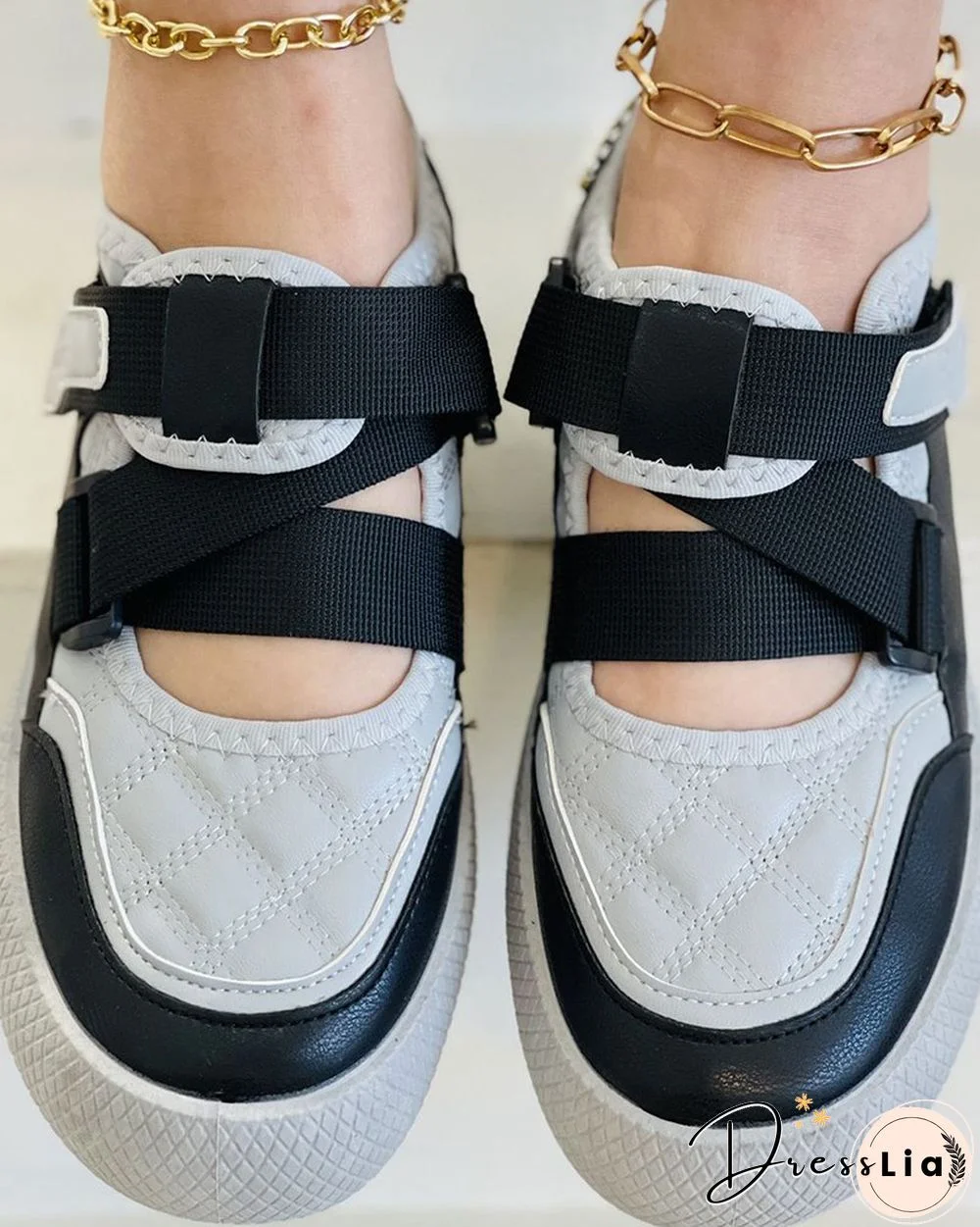 Velcro Colorblock Quilted Muffin Sneaker