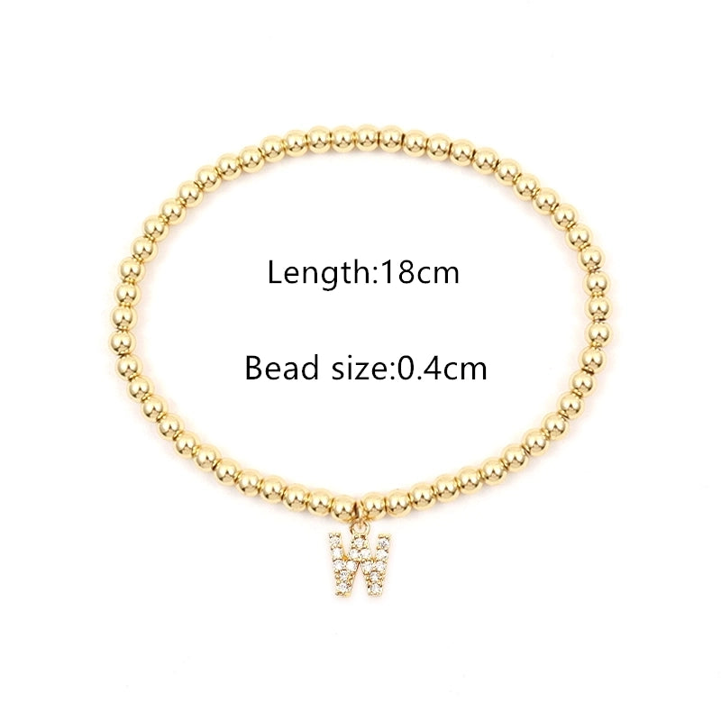 Copper Inlay Letter Zircon Bracelets