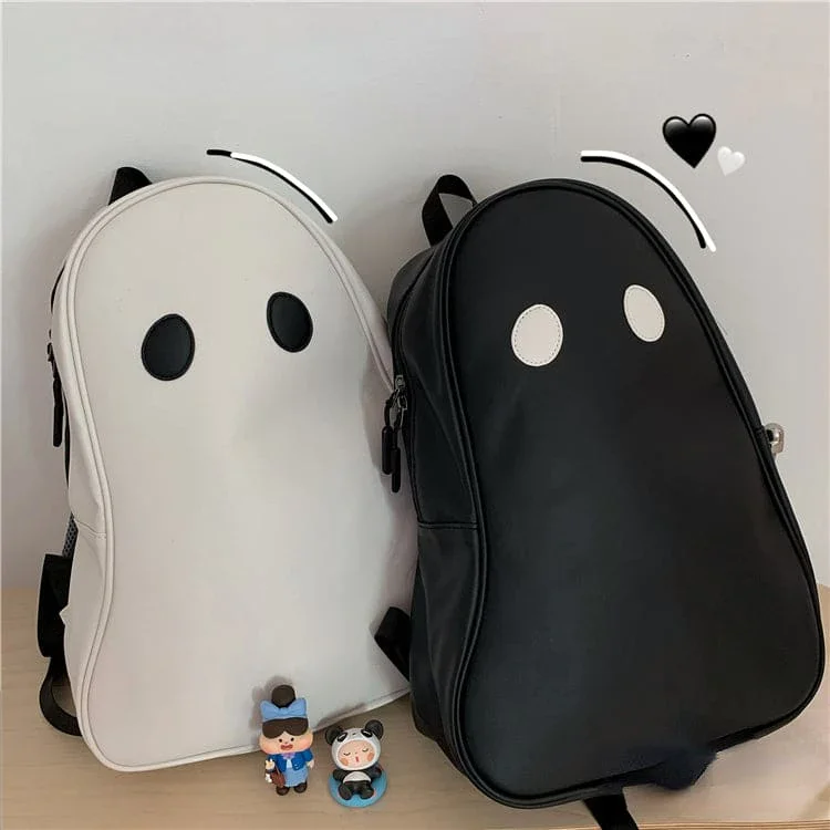 Black White No Face Cute Ghost Backpack ON92