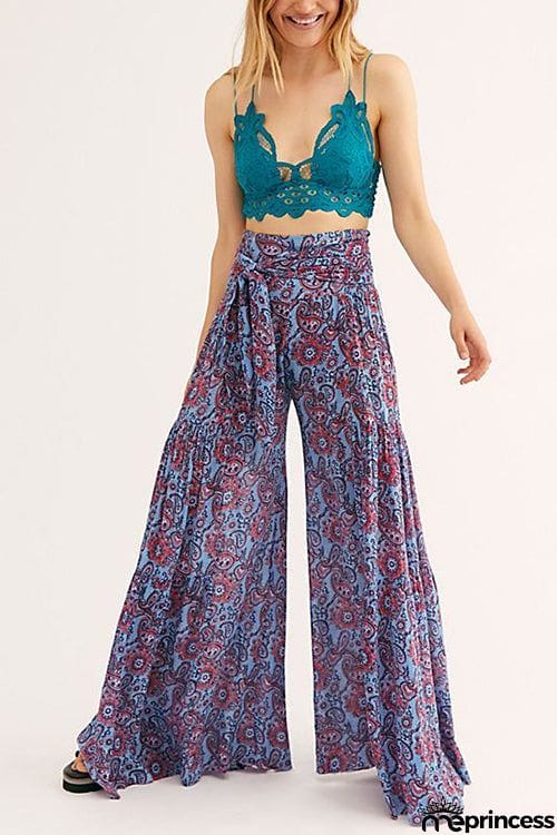Print Belted Palazzo Pant