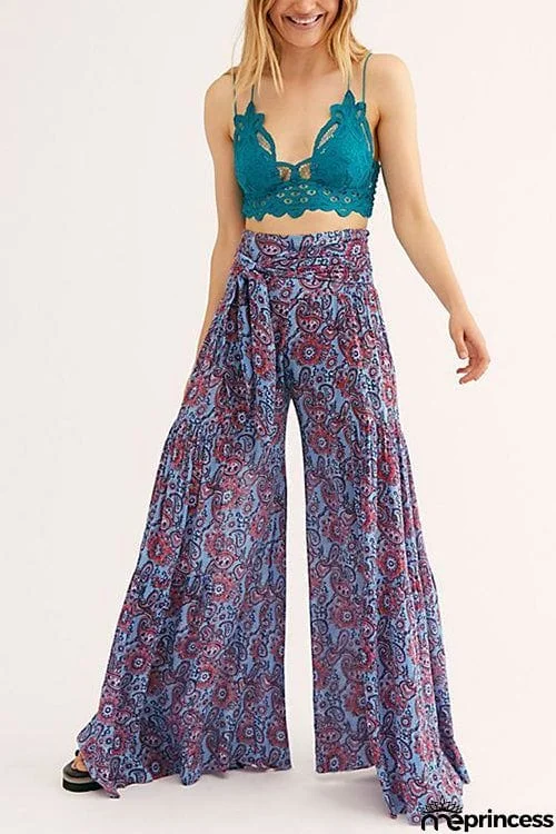 Print Belted Palazzo Pant