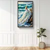 M&auml;dchen in einem blumigen Kleid am Meer - runder Bohrer Diamantmalerei - 40*70cm (gro&szlig;e Gr&ouml;&szlig;e)