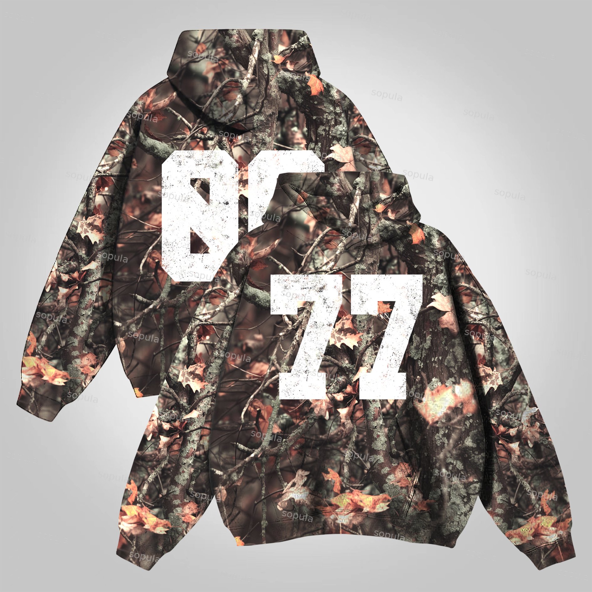 Sopula Digital Leaf Camouflage Graphic Cotton Hoodie - SOPULA