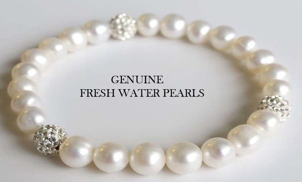 Amazing Genuine Pearl Stretch Bracelets W/Austrian Crystal Ball - Shop Trendy Women's Fashion | TeeYours