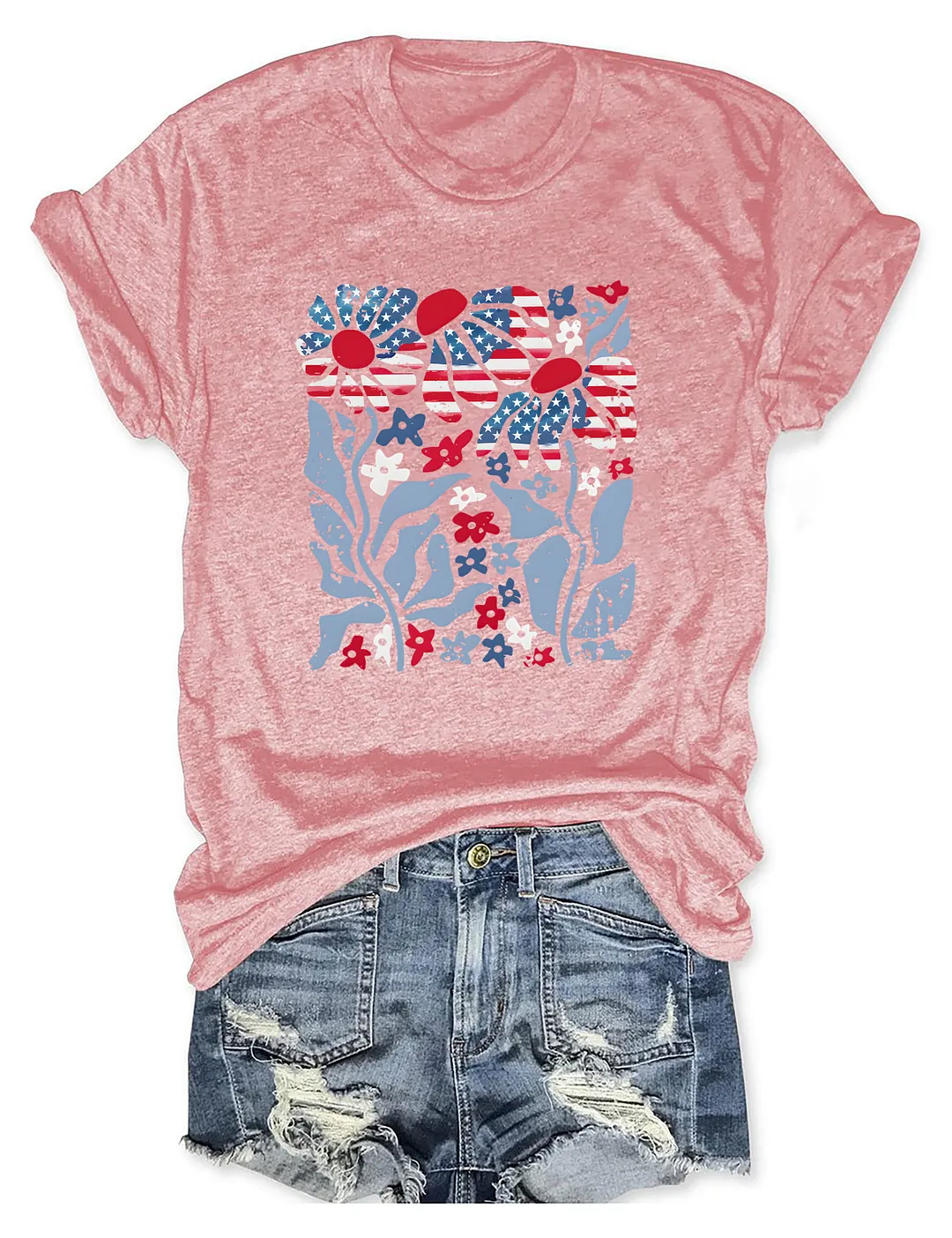 American Flag Floral T-shirt