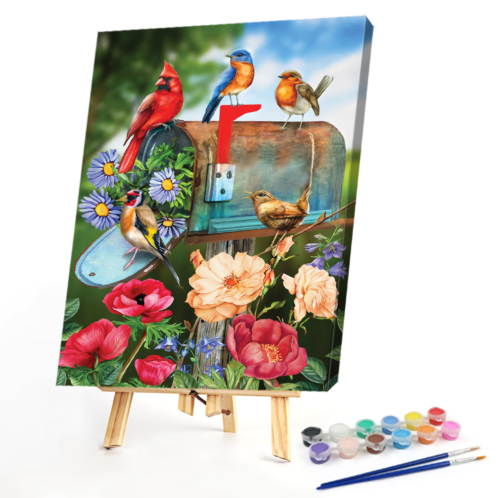 BIRDS ON FLOWER Branches kit pittura ad olio per numeri pittura fai da te  pittura senza cornice (B3143) EUR 9,46 - PicClick IT