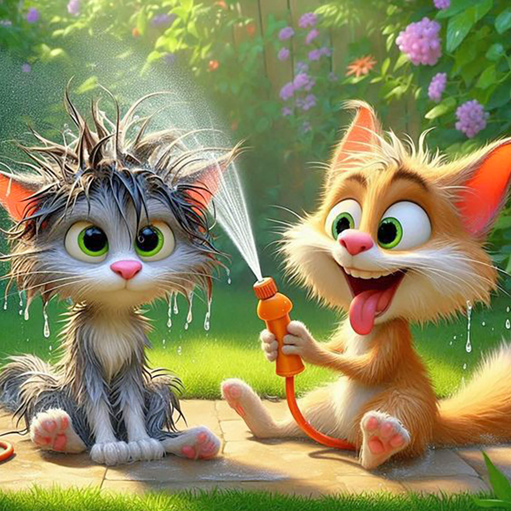 Funny Cat 40*40cm(canvas) full round drill diamond painting
