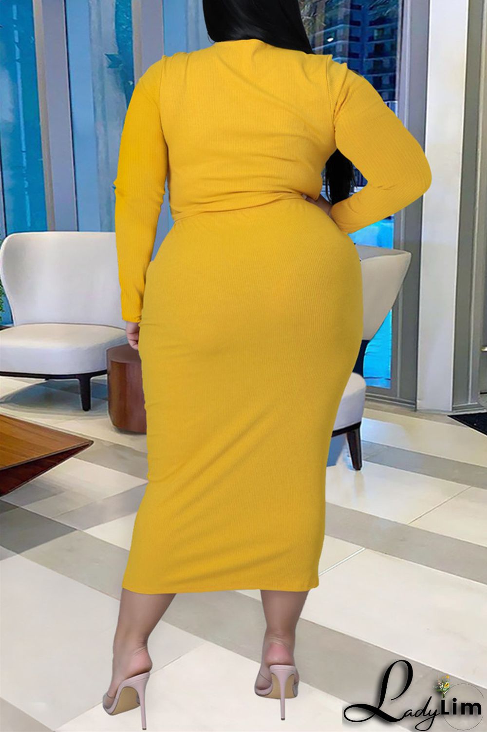 Pink Sexy Casual Solid Bandage V Neck Plus Size Two Pieces