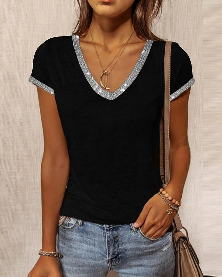 Contrasting Slim Short Sleeve T-Shirt