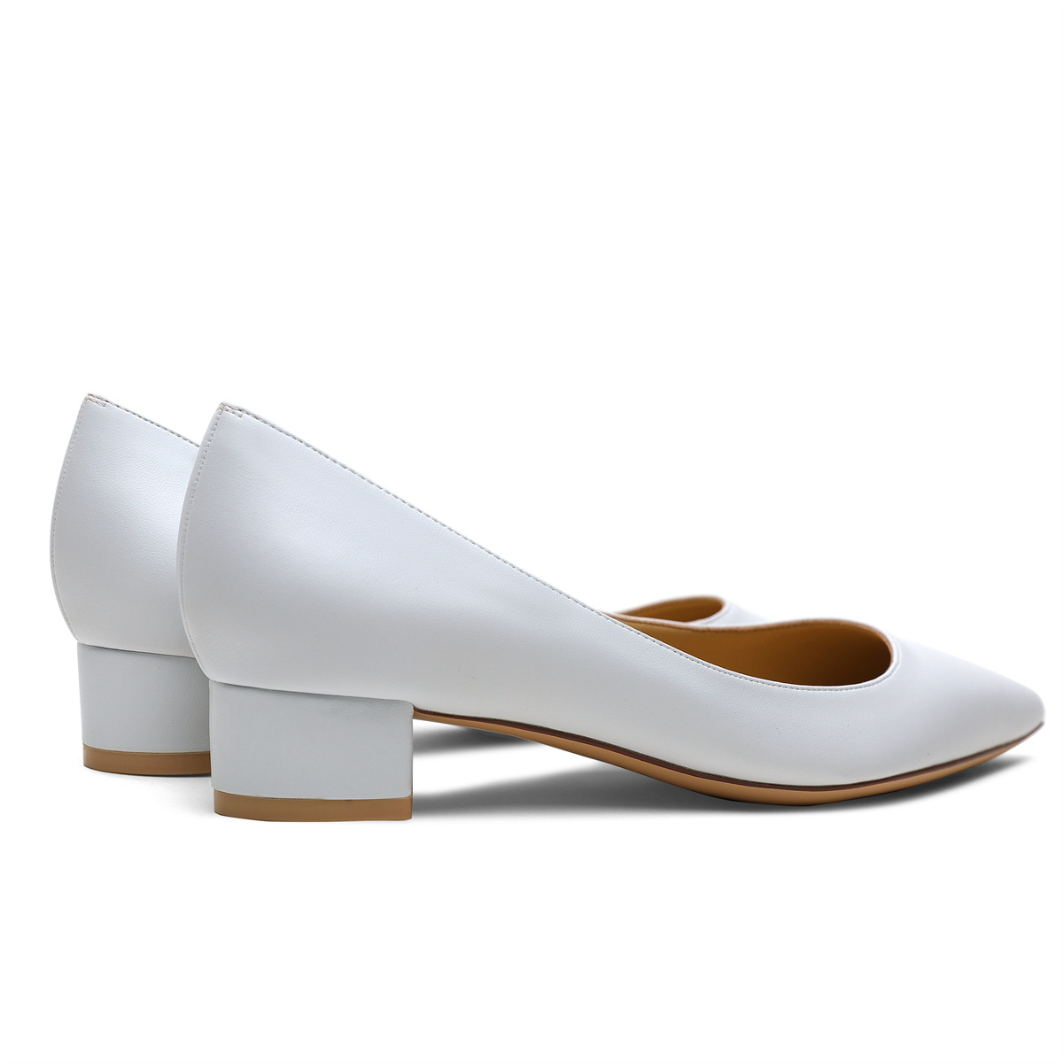 30mm Pointed Toe Kitten Chunky Heels Daily Matte Pumps Low Heels for Women-MERUMOTE