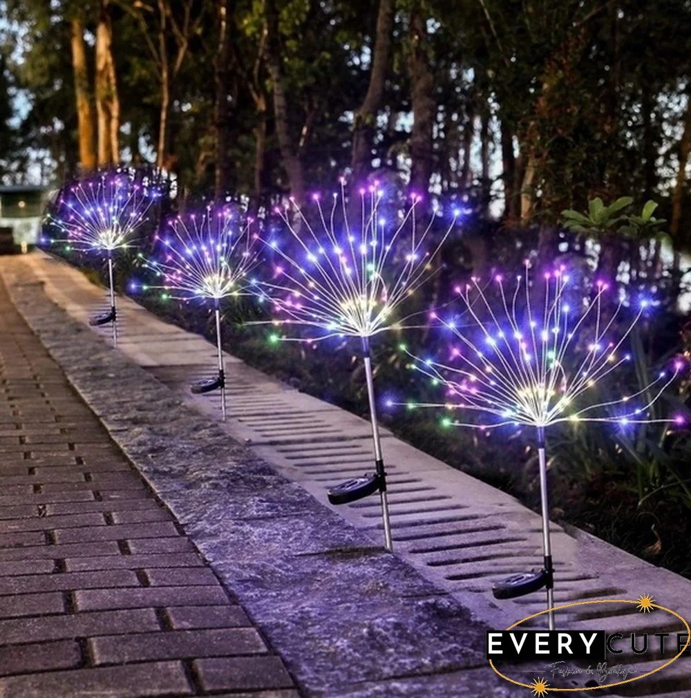 Newest Upgrade Solar Garden Decorative Lights Outdoor Solar Powered 40Copper Wires String Landscape Light Diy Flowers Fireworks Trees for Walkway Patio Lawn Backyard,christmas Party Decor