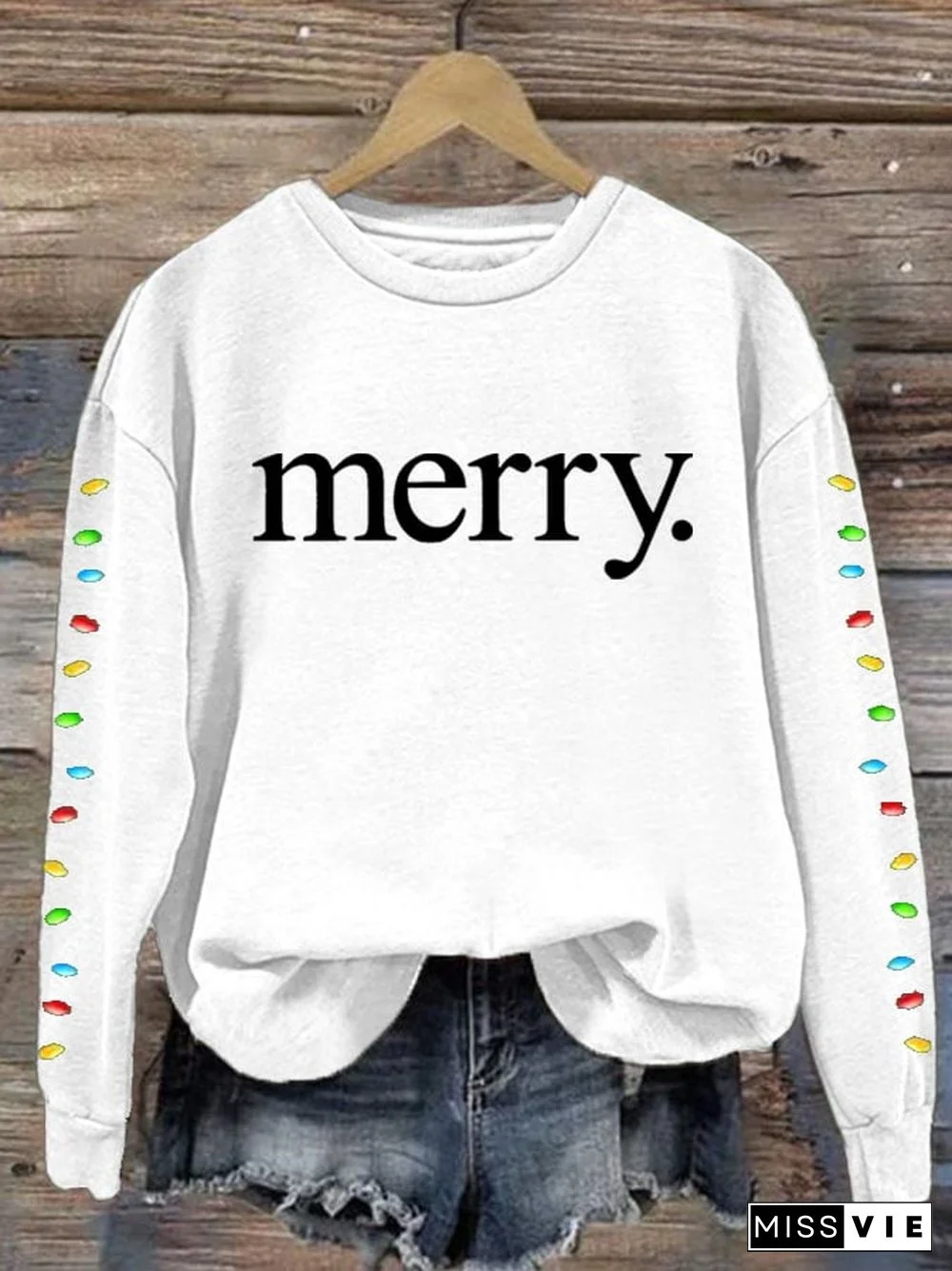 Women's Merry Print Long Sleeve Sweatshirt