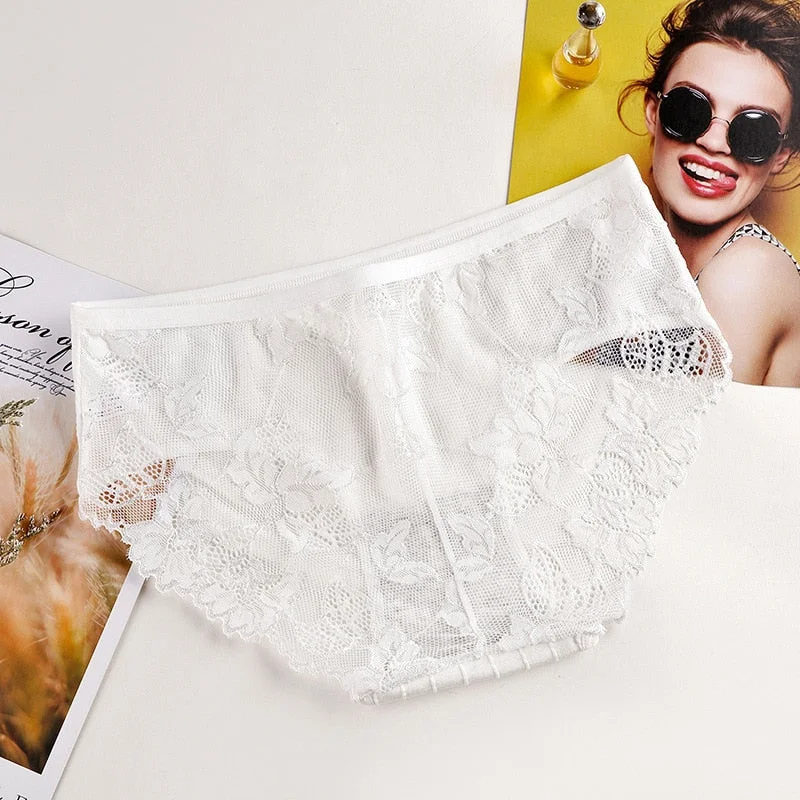 Fashionable sexy comfortable lace panties exquisite panties solid color shorts sexy underwear cutout underwear ladies