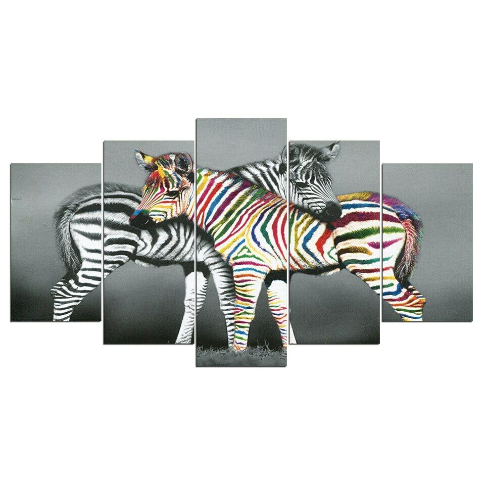 Fun Colorful Zebra Horses Home Wall Decor Canva Picture Art  HD Print Painting On Canvas for Living Room No Framed